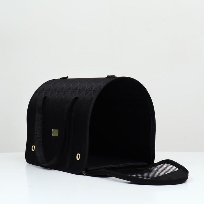 Сумка - переноска для животных Сумка - переноска для животных "Люкс", ПВХ, жаккард, 49 х 30 х 35 см, чёрная