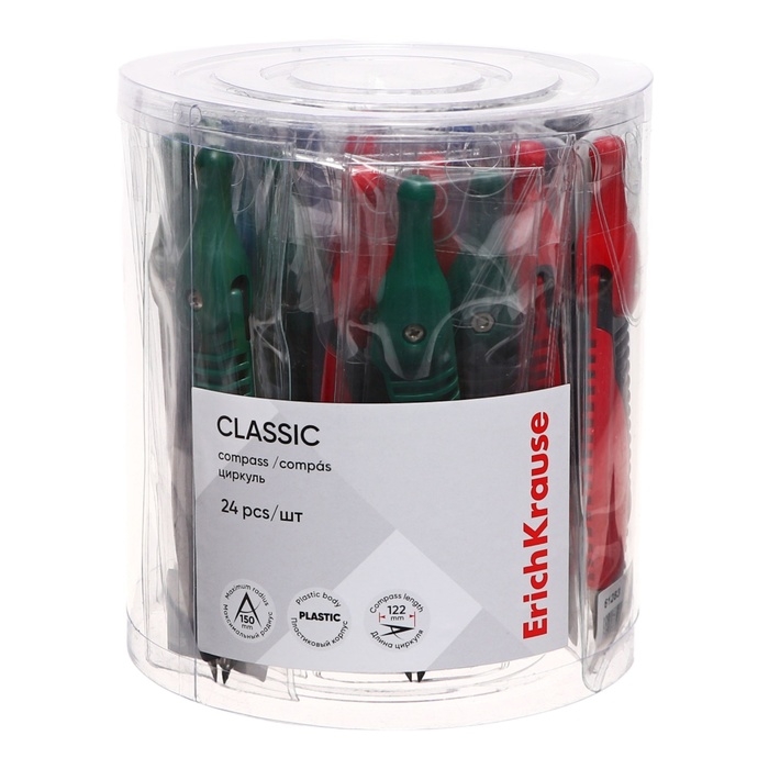 Циркуль пластиковый ErichKrause  Циркуль пластиковый ErichKrause "Classic", 122мм, PVC чехол, микс