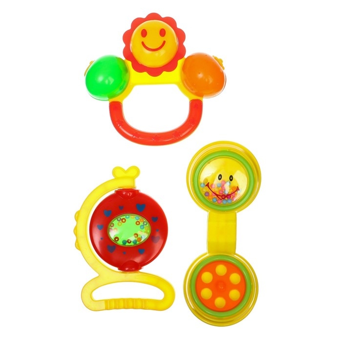 Набор погремушек «Маленькие радости», 3 шт, цвет МИКС, Крошка Набор погремушек «Маленькие радости», 3 шт, цвет МИКС, Крошка