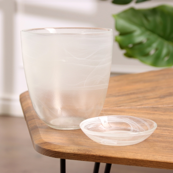 Горшок цветочный с поддоном №3 Горшок цветочный с поддоном №3 "Алеб" белый, 1 л