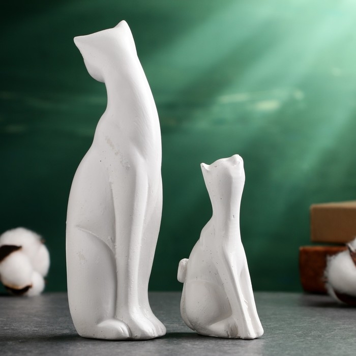 Фигура Фигура "Котики" белые, набор 2шт, 16/10см