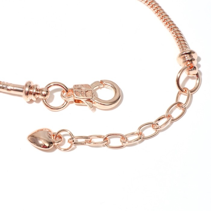 Основа для браслета «Карабин», цвет розовое золото, 17 см + 5 см удлинитель