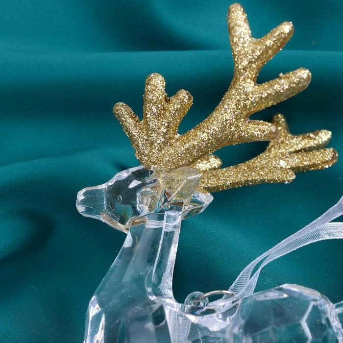 Украшение ёлочное Украшение ёлочное "Олень грация блеск" 8х14 см, прозрачно-золотой