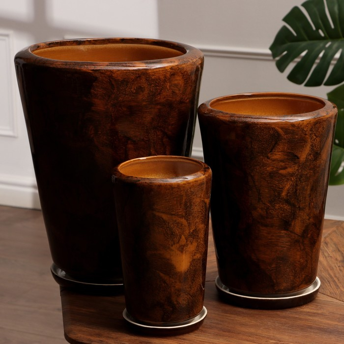 Набор горшков 3шт. Набор горшков 3шт. "Конус" 20 л/ 8,5 л/ 3,5 л коричневый