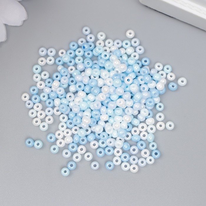 Бисер стекло 8/0  Бисер стекло 8/0 "Перламутр. Меланж голубой" 10 гр