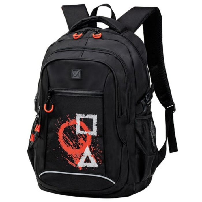 Рюкзак BRAUBERG CONTENT универсальный, 3 отделения, светоотражающий принт,  Рюкзак BRAUBERG CONTENT универсальный, 3 отделения, светоотражающий принт, "Figures", 47х33х18 см, 270765