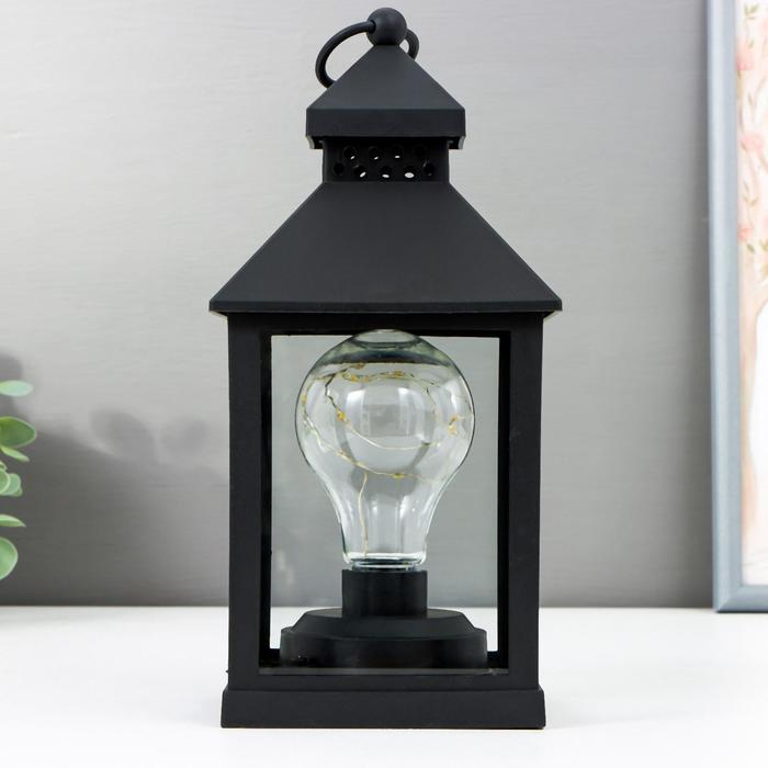 Ночник Ночник "Фонарь 3" LED от батареек 3хААА черный 10,5х10,5х21,5 см RISALUX