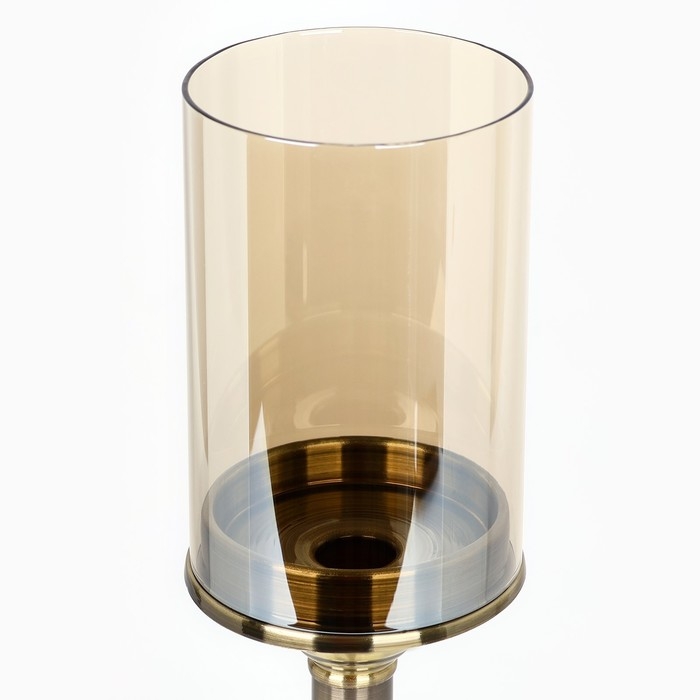 Подсвечник металл, стекло «Князь» на 1 свечу 12,5 х 12, 5 х 36,5 см