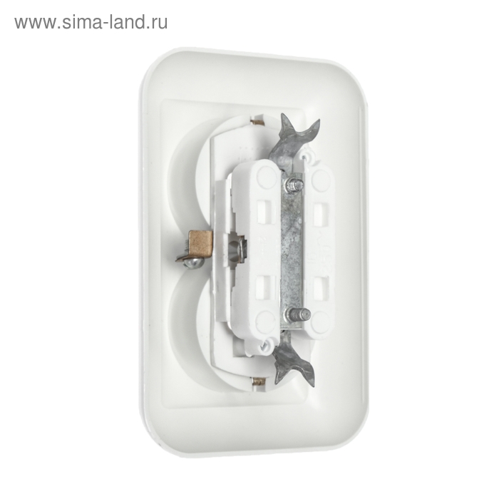 Розетка  Розетка "Элект" РС 16-002, 16 А, 250 В, двухместная, скрытая, с з/к, белая