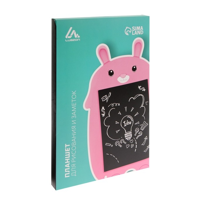 Планшет для рисования и заметок Luazon Планшет для рисования и заметок Luazon "Зайчик", 9", функция блокировки, розовый