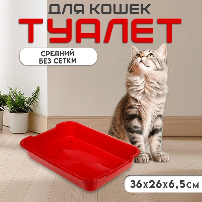 Туалет средний без сетки 36 х 26 х 6,5 см, красный Туалет средний без сетки 36 х 26 х 6,5 см, красный
