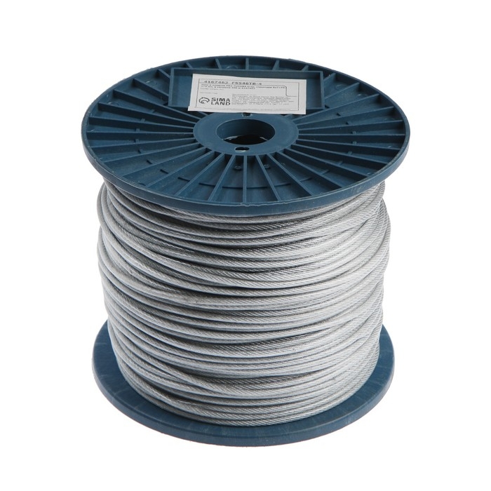 Трос в оплетке ПВХ ТУНДРА krep, структура 6х7+FC, 3/4 мм, в катушке 200 м Трос в оплетке ПВХ ТУНДРА krep, структура 6х7+FC, 3/4 мм, в катушке 200 м