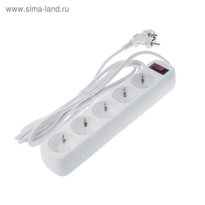 Сетевой фильтр Smartbuy, 5 розеток, 3 м, 10 А, 2200 Вт, с з/к, с выкл., белый Сетевой фильтр Smartbuy, 5 розеток, 3 м, 10 А, 2200 Вт, с з/к, с выкл., белый