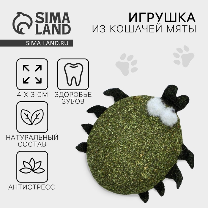 Игрушка для кошек «Жучок» из кошачьей мяты, 4 х 3.5 см Игрушка для кошек «Жучок» из кошачьей мяты, 4 х 3.5 см