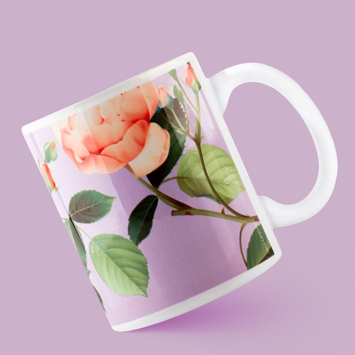 Кружка керамическая «Екатерина. Цветы», 320 мл, цвет фиолетовый Кружка керамическая «Екатерина. Цветы», 320 мл, цвет фиолетовый