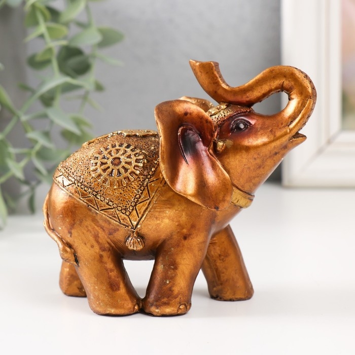 Сувенир полистоун Сувенир полистоун "Слон в золотой попоне с узорами" лак 10х5х12 см