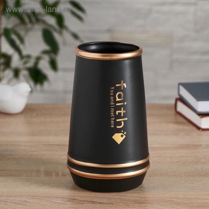 Ваза керамика Ваза керамика "Вера" 8,5х10,5х18 см, чёрно-золотой