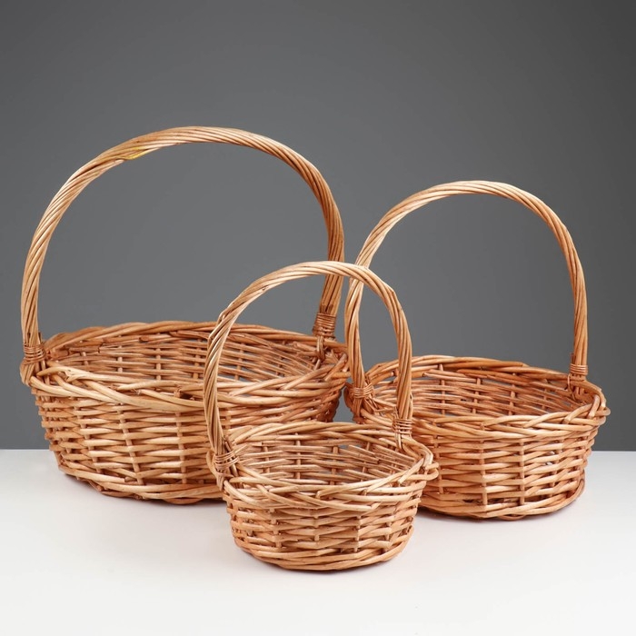 Набор корзин, 3 шт, 39×14/40 см, 30×12/35 см, 25×10/30 см, ива Набор корзин, 3 шт, 39×14/40 см, 30×12/35 см, 25×10/30 см, ива