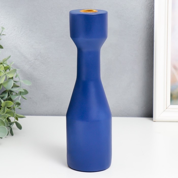 Подсвечник полистоун "Берген" синий фиолет 26х7,5х7,5 см