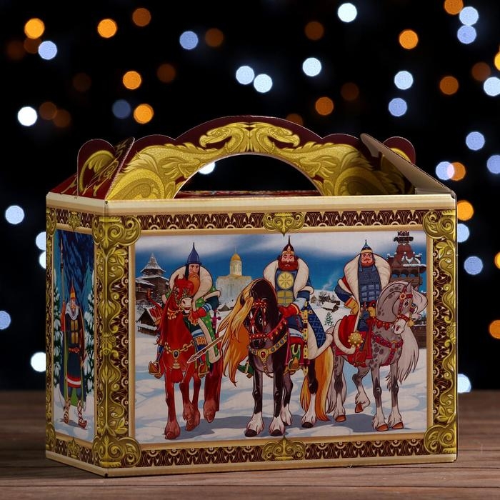 Новый год. Подарочная коробка Новый год. Подарочная коробка "Богатыри", 25 x 12 x 24 см.