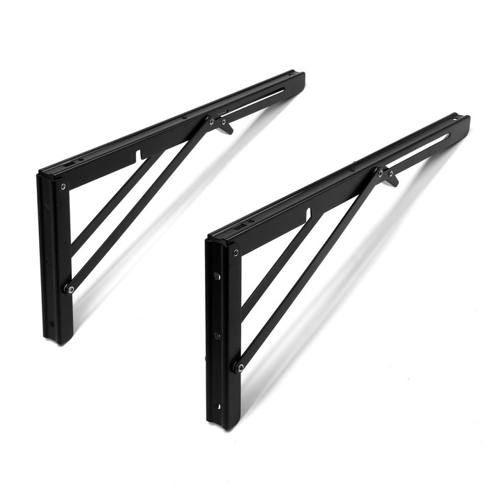 Кронштейн складной для столов и полок ТУНДРА, 2 шт, длина 400 мм, сталь цвет черный Кронштейн складной для столов и полок ТУНДРА, 2 шт, длина 400 мм, сталь цвет черный