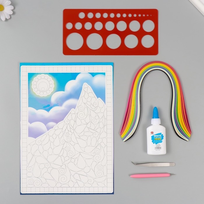 Набор для квиллинга 170 полосок с инструментами Набор для квиллинга 170 полосок с инструментами "Восход солнца в горах" 25х33,7 см