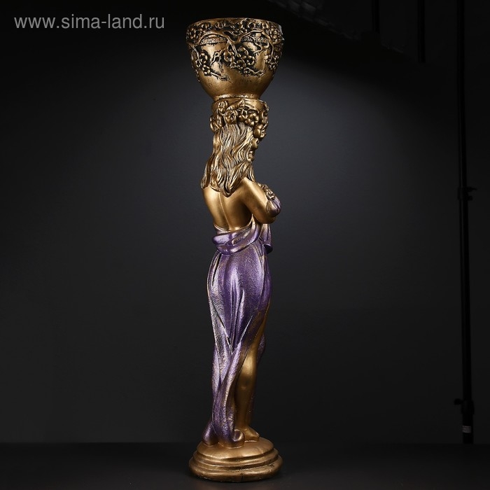 Фигура с кашпо  Фигура с кашпо "Девушка стоя с цветами" фиолетовая, 104х23х25см