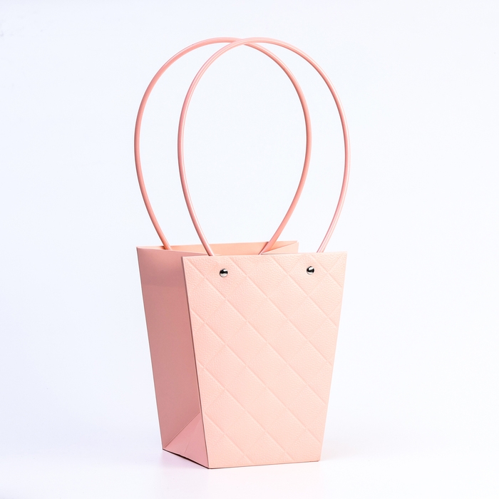 Сумка для цветов пудра влагостойкая, 17x17-11.5x11.5-20 см Сумка для цветов пудра влагостойкая, 17x17-11.5x11.5-20 см