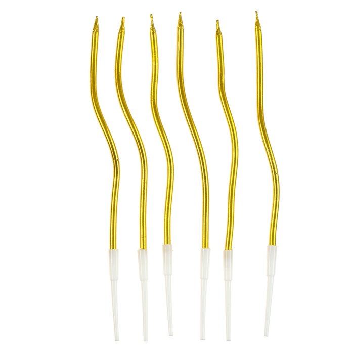 Свечи для торта 6 шт. серпантин + 5 воздушных шаров, золото Свечи для торта 6 шт. серпантин + 5 воздушных шаров, золото