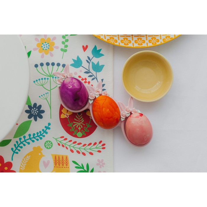 Менажница керамическая 3 ячейки «Кролик», 20×7×3 см, цвет розовый Менажница керамическая 3 ячейки «Кролик», 20×7×3 см, цвет розовый