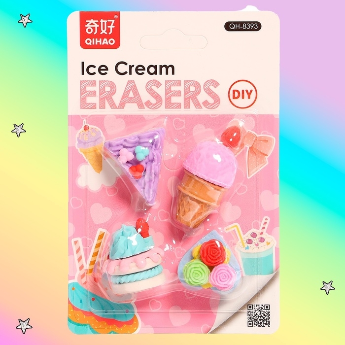 Игровой набор ластиков «Сладкоежка», 4 шт., МИКС Игровой набор ластиков «Сладкоежка», 4 шт., МИКС