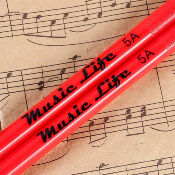 Барабанные палочки Music Life, 5A, нейлон, красные Барабанные палочки Music Life, 5A, нейлон, красные