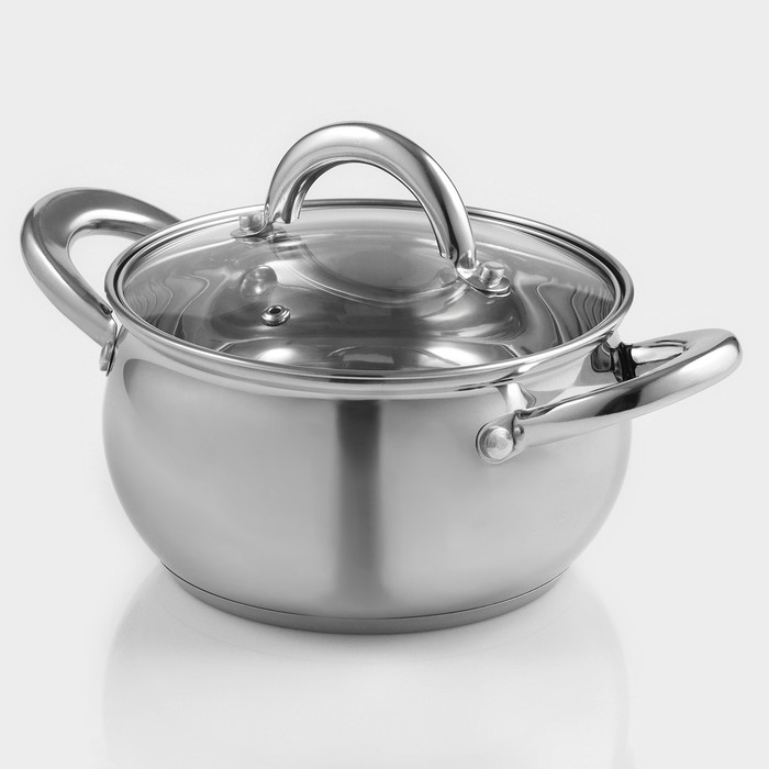 Кастрюля из нержавеющей стали Доляна «Гиперион», 1,9 л, d=16 см, с крышкой Кастрюля из нержавеющей стали Доляна «Гиперион», 1,9 л, d=16 см, с крышкой