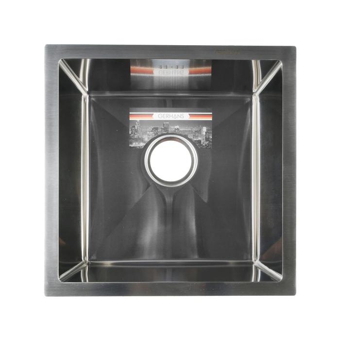 Мойка кухонная GERHANS K34444, врезная, 440 х 440 х 220 мм,  толщина 1,0 мм, с сифоном Мойка кухонная GERHANS K34444, врезная, 440 х 440 х 220 мм,  толщина 1,0 мм, с сифоном