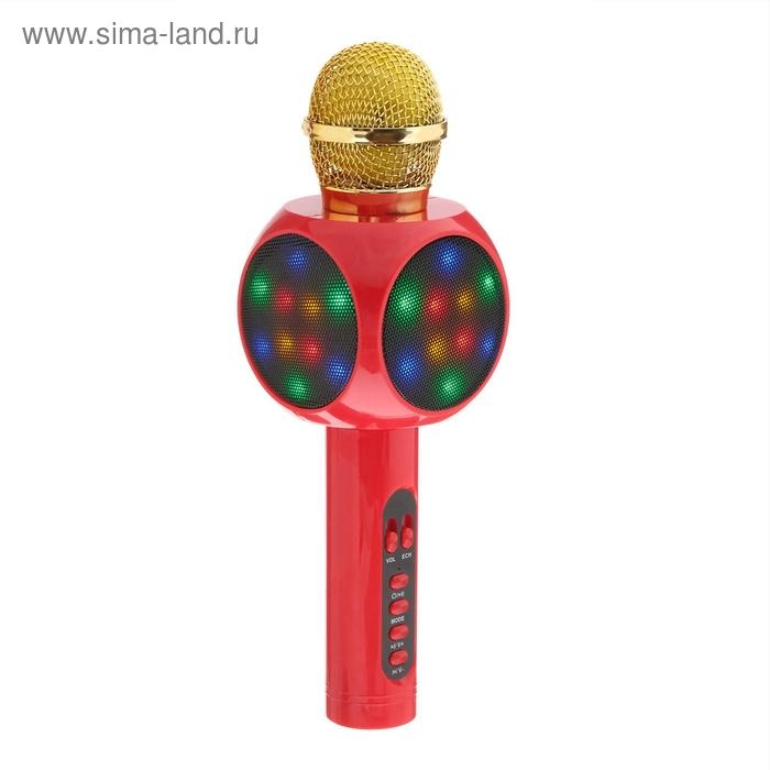 Колонка-микрофон для караоке WS-1816ch, 2х3 Вт, 1800 мАч, подсветка, красный Колонка-микрофон для караоке WS-1816ch, 2х3 Вт, 1800 мАч, подсветка, красный