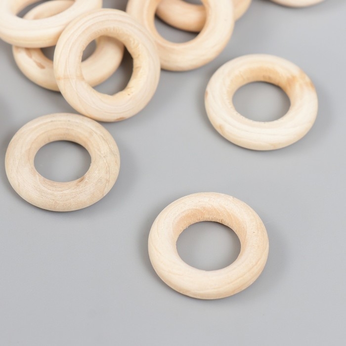 Декор для творчества дерево Декор для творчества дерево "Колечки" набор 15 шт натуральный 2х2 см