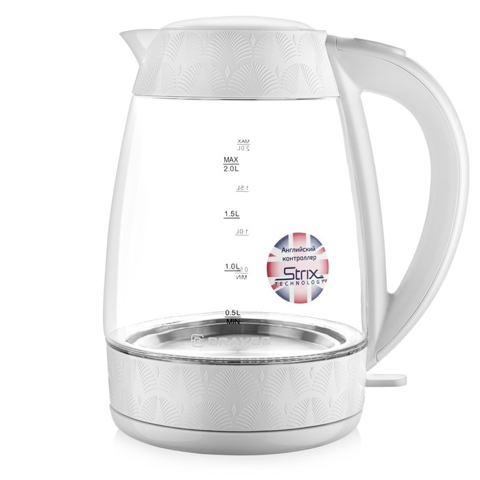 Чайник электрический BRAYER 1024BR-BK, стекло, 2 л, 2200 Вт, белый Чайник электрический BRAYER 1024BR-BK, стекло, 2 л, 2200 Вт, белый