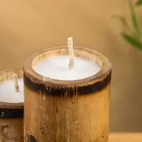 Свеча в бамбуке тройная &laquo;Птица&raquo;, 14&times;14&times;30 см, 100 мл, бежевая