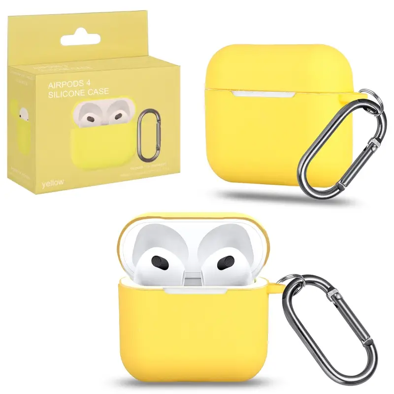 Чехол для AirPods 4 с карабином №14 Yellow