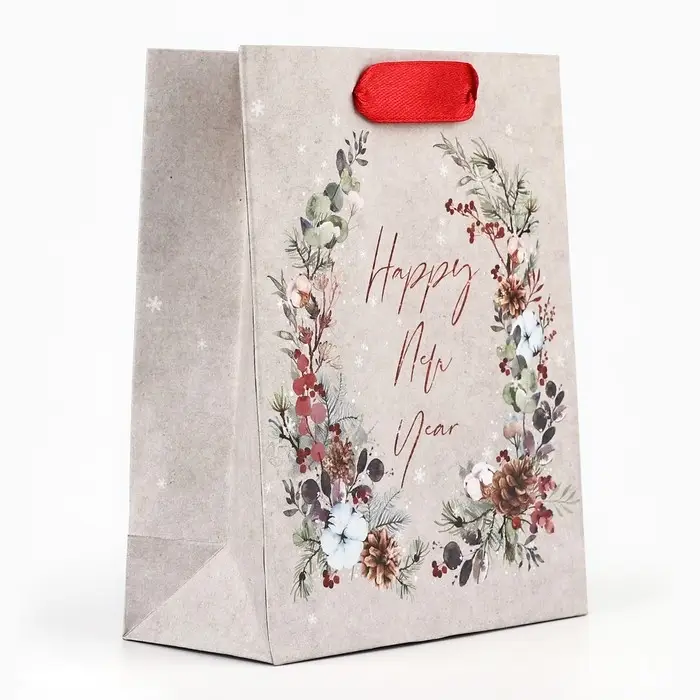 Пакет подарочный новогодний крафтовый «В ожидании чуда», S 12 х 15 х 5.5 см Пакет подарочный новогодний крафтовый «В ожидании чуда», S 12 х 15 х 5.5 см