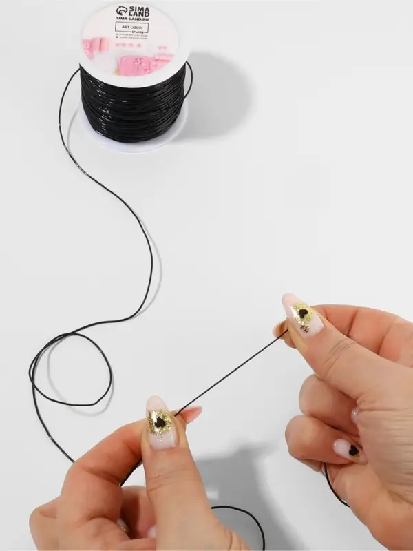 Нить для плетения, эластичная, 100&plusmn;1 м, d=1 мм, чёрная