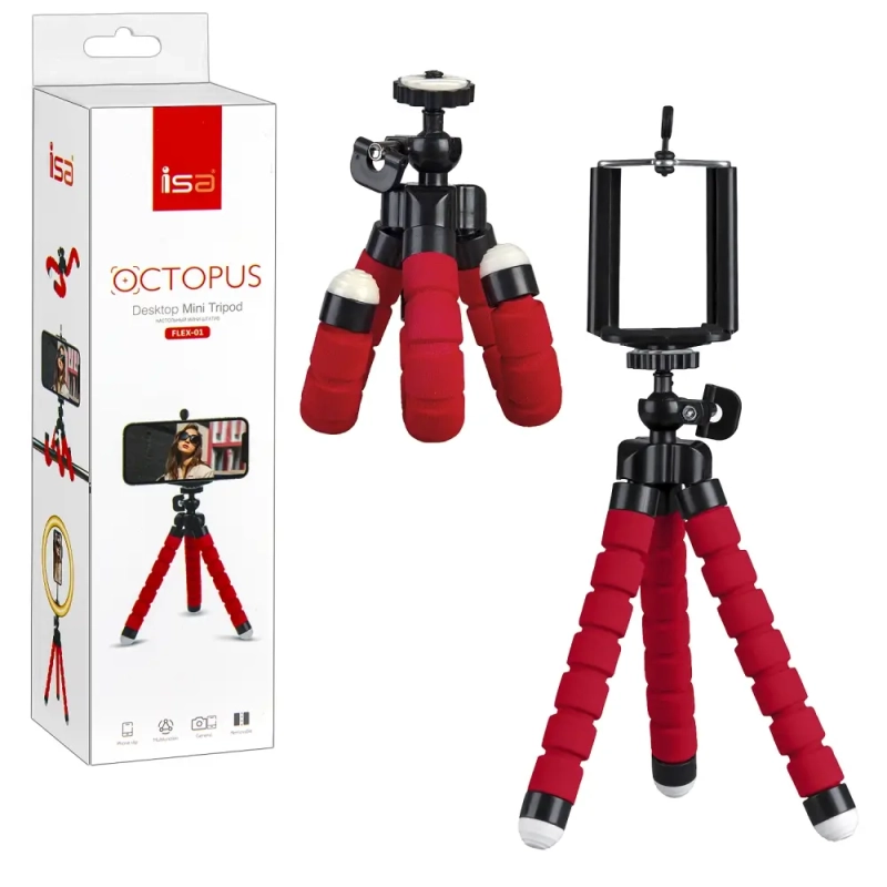 Настольный мини-штатив FLEX-01 ISA красный