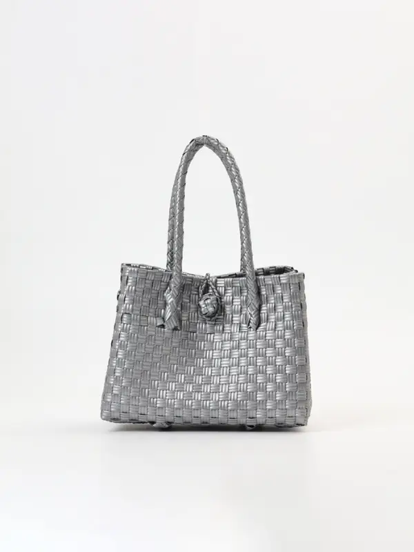 Сумка плетёная пластиковая, 23&times;11&times;30 см, серебристая