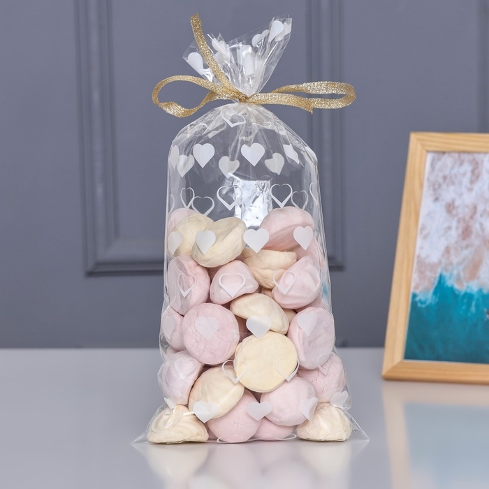 Пакет фасовочный БОПП, Пакет фасовочный БОПП, "Сердца" 15*30 см набор 50 шт