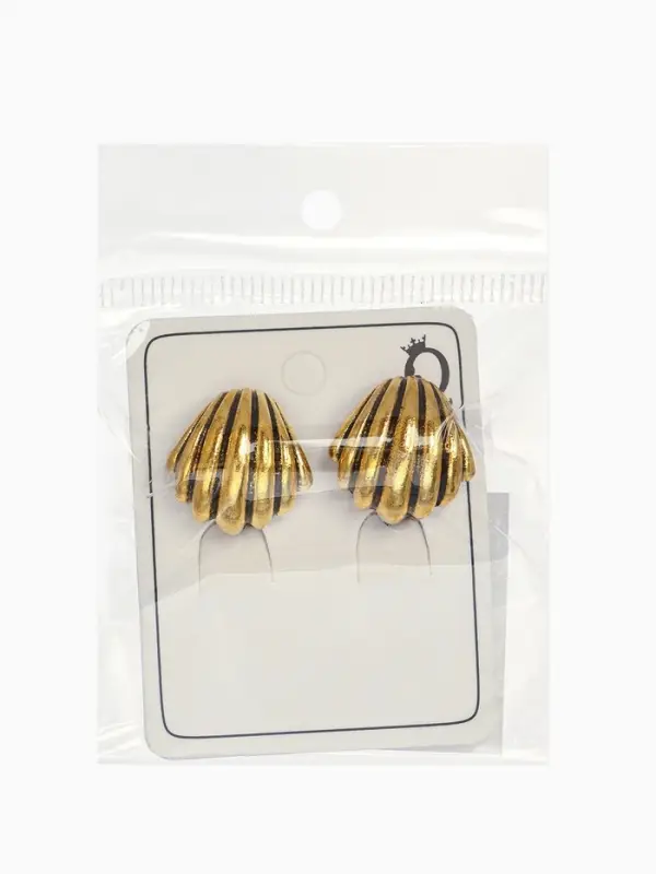 Серьги клипсы для ушей QF &laquo;Ракушка&raquo;, цвет чернёное золото