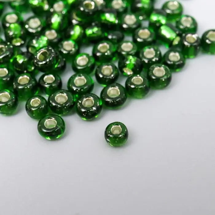Бисер круглый 6/0 в бутылочке  Бисер круглый 6/0 в бутылочке "Тёмно-зелёный" прозрачно-цветной 20 гр