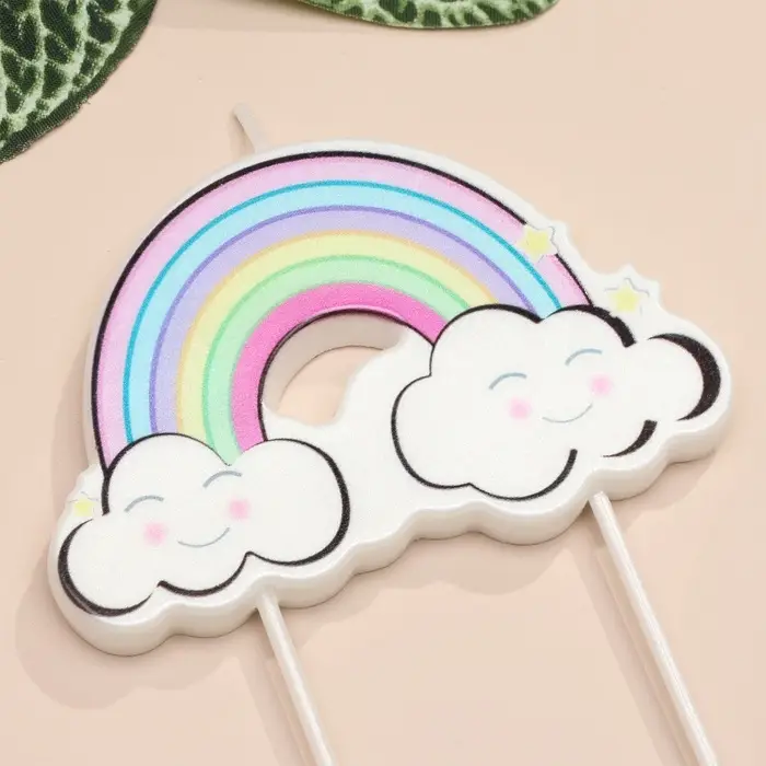 Свеча для торта &laquo;Радужные облака&raquo;, разноцветная