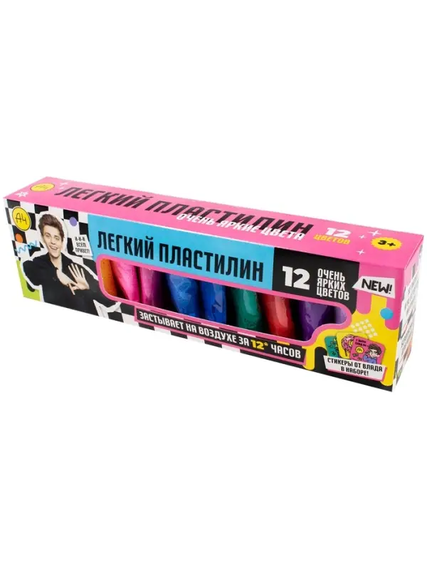 Игрушка в наборе Легкий пластилин Влад А4 12 шт очень яркие цвета коробка Игрушка в наборе Легкий пластилин Влад А4 12 шт очень яркие цвета коробка
