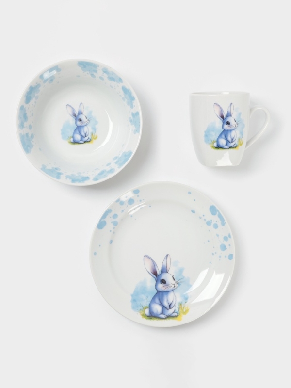 Набор посуды 3 предм. Зайка Голубой И.У. Набор посуды 3 предм. Зайка Голубой И.У.