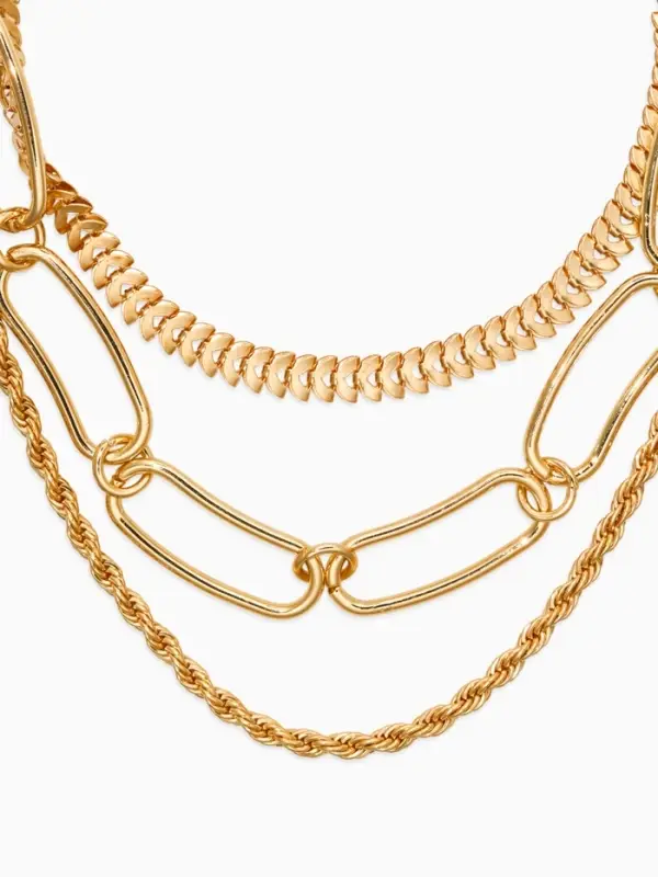 Цепь многослойная &laquo;Три вида&raquo;, железо, 3 яруса, L=30, 32, 40 см, цвет золото